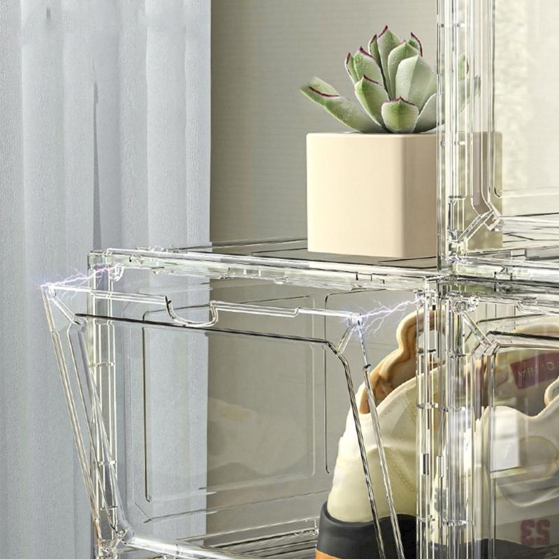 Portable Shoe Storage Containers Practical Clear Shoe Storage Boxes Stackable Design Case for Entryway or Closet