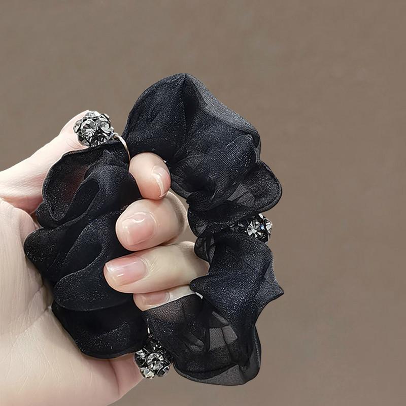Hair Band, High-End Sense Headband, Adult Organza Ponytail Women'S Simple Temperament, Ball Head Disc Hair, Head Flower Jewelry.