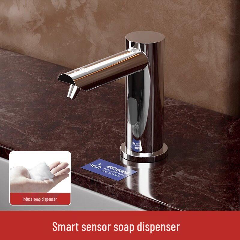 Three-in-One Countertop Sensor Soap Dispenser & Hand Dryer with Integrated Faucet for Commercial Bathrooms