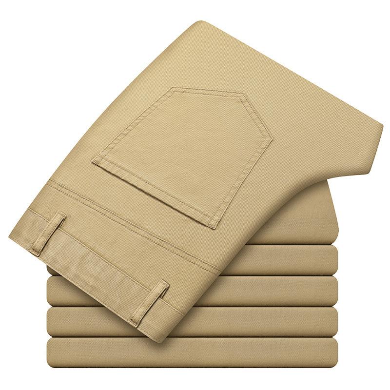 

2024 Осень Мужские эластичные повседневные брюки, мужские плотные и удобные облегающие брюки маленького прямого покроя 42 хаки