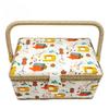Fabric Home Sewing Box European Style Rose Pattern Needle and Thread Storage Basket Portable Craft Organizer for Daily Use DIY