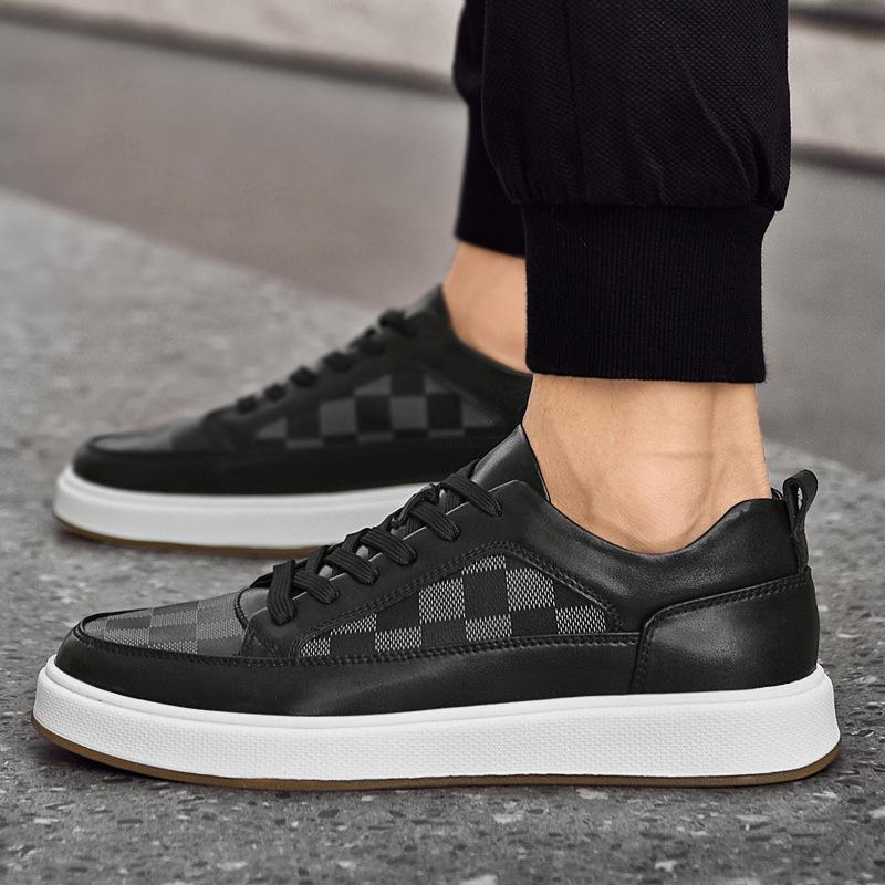 Autumn trend men's driving shoes breathable cowhide soft sole fashion British style sports shoes casual board shoes men