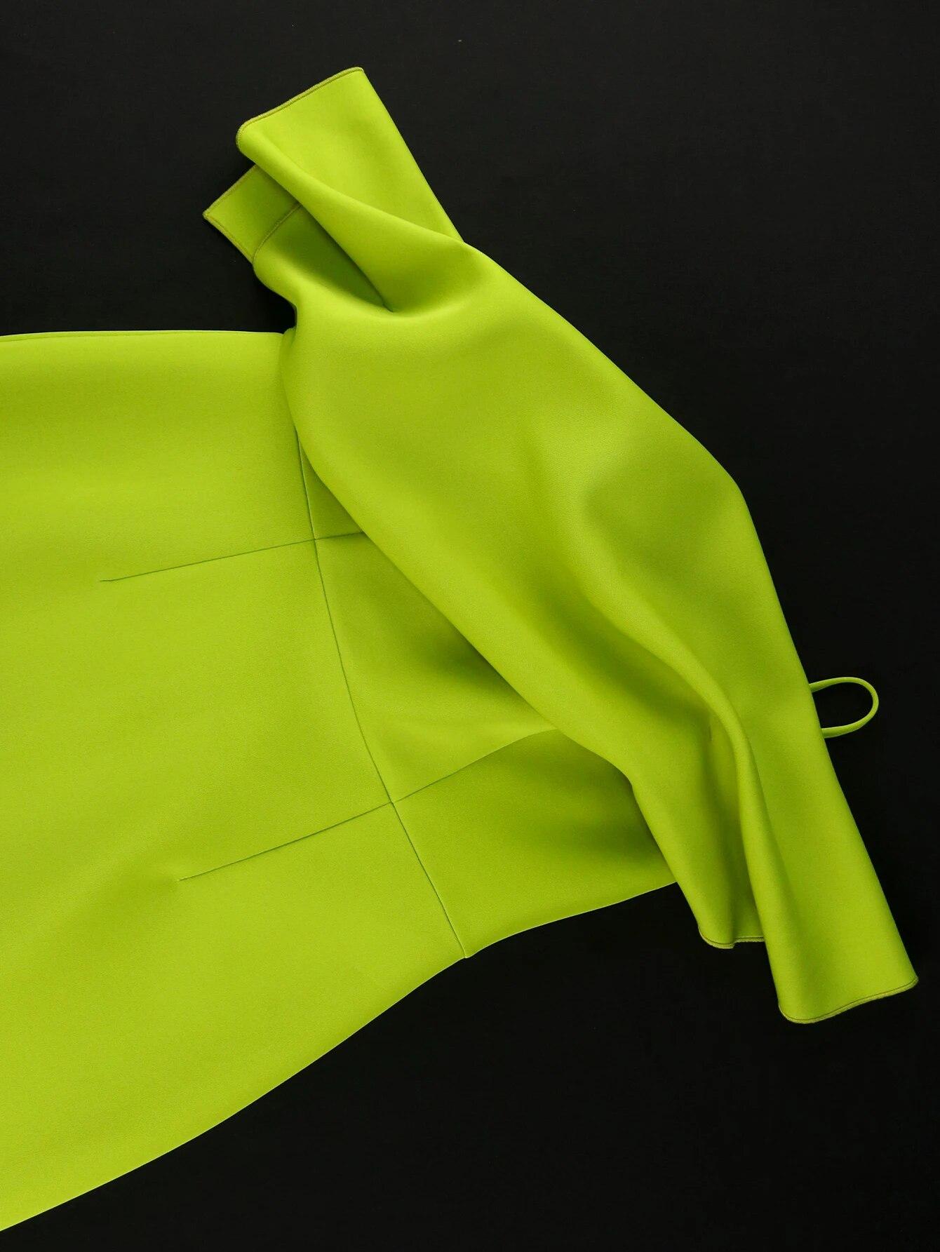 AOMEI зеленые облегающие платья для женщин на одно плечо без рукавов с оборками миди — фото 5