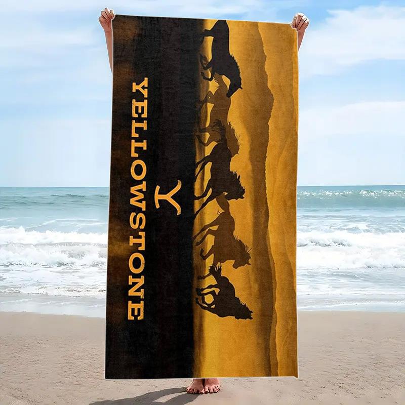 Yellowstone Print Beach Towel, Large Soft Quick Dry Towel for Beach Camping Swimming