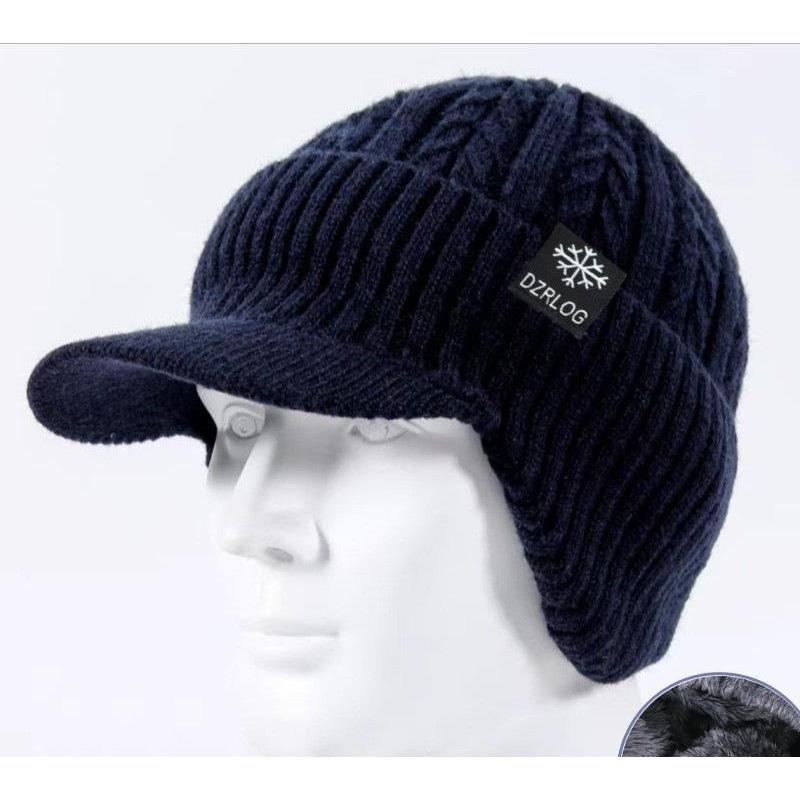 Middle And The Elderly Ear Protector Cold Hat Winter Fleece Thickened Men'S Warm With Brim Knitted Wool Hat Foreign Trade