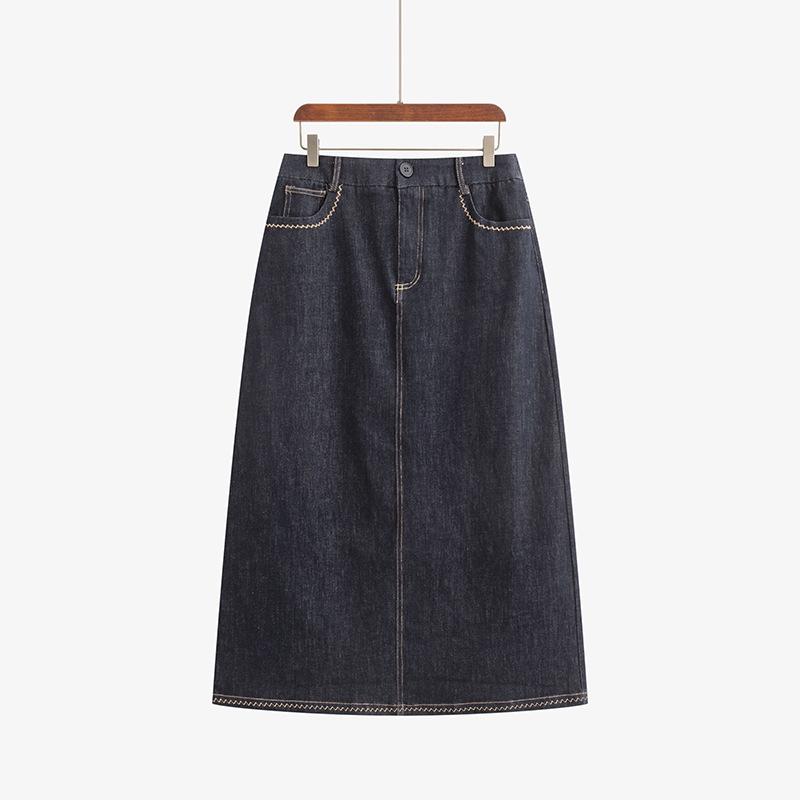 

Plus Size Women s Retro High Waist A-line Skirt, Spring 2026, Casual Loose Fit - NQ1379 темно-синий