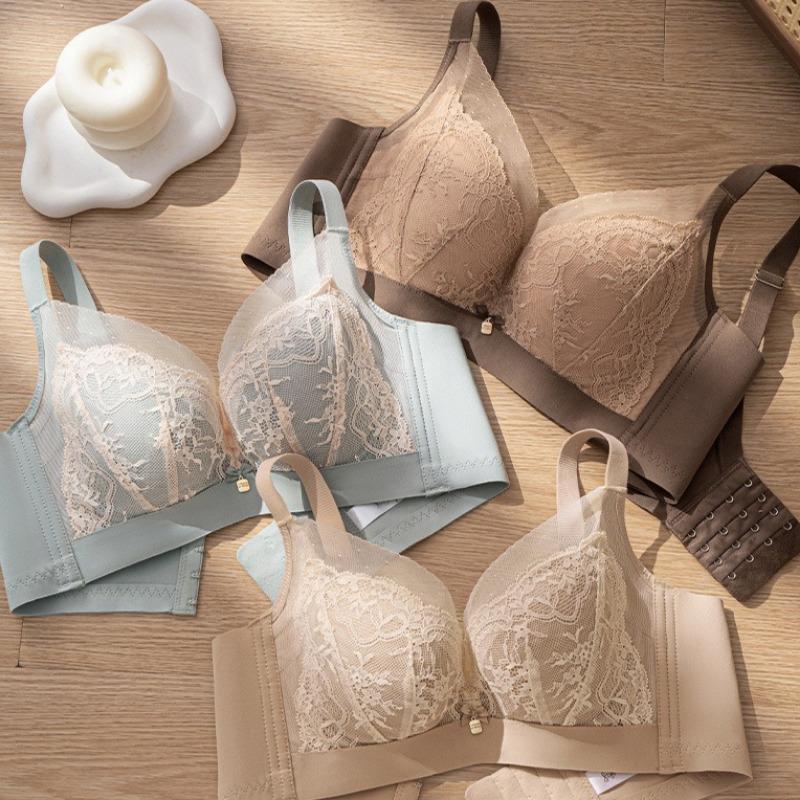 Sexy Lace Adjustable Bra Gathered and Breathable No-rim Side-lifting Bra To Prevent Breast Sagging