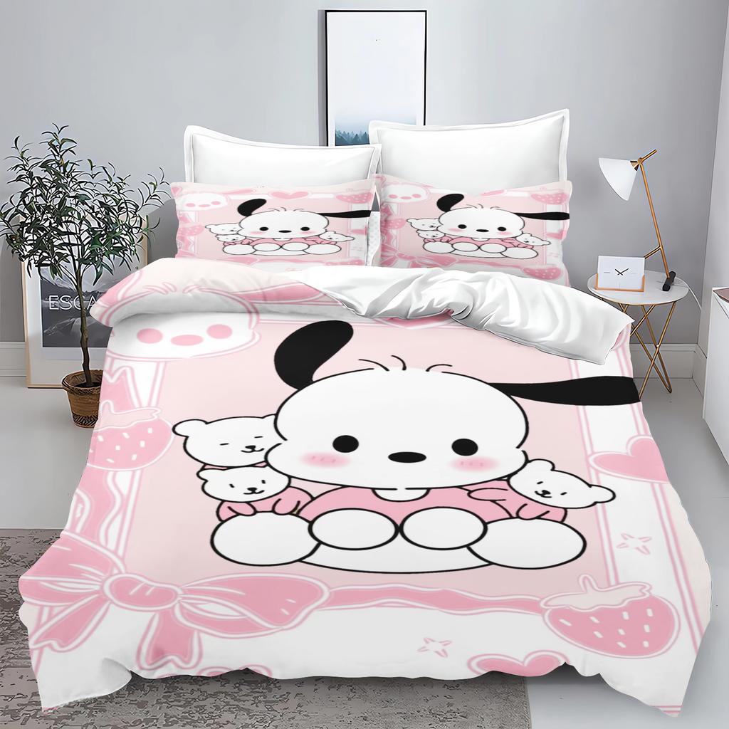 Cute Pochacco Dog Bedding Sets Comforter Cover Bed Cover Duvet Cover Pillow Case 2-3 Pieces Sets Kids Adult Bedroom Decor