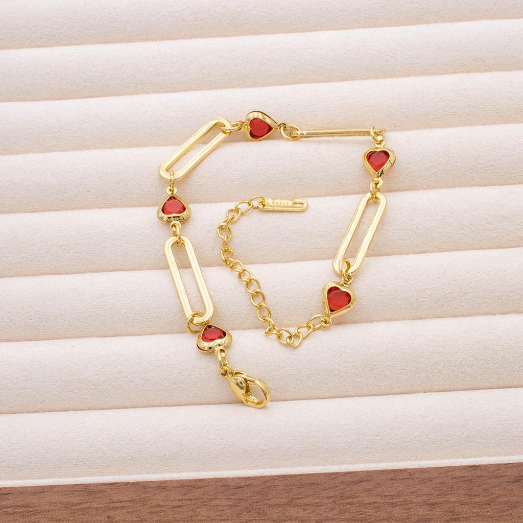 Crystal Heart Bracelet Adjustable Gold Color Stainless Steel Metal Chain Bracelet for Women Men Casual Party Jewelry for Girl