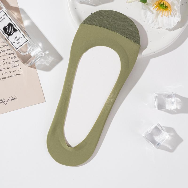 

Носки Ice Silk Boat для женщин, носки с хлопковой подошвой, низкие, нескользящие, модные, противоразрывные носки One size зелёный