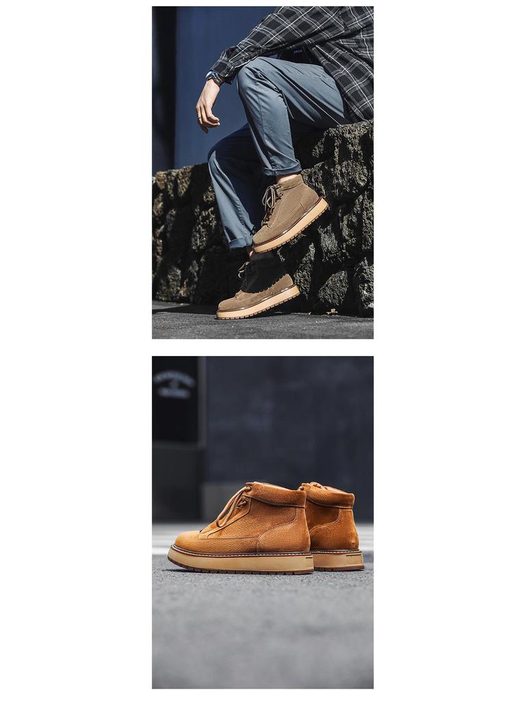 2024 Jesień Męskie Skórzane Botki Martin Średniej Wysokości: Retro, na grubej podeszwie, w stylu brytyjskim casual