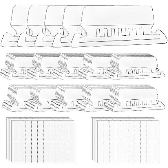 hupos File Folder Tabs, 100+200 Sets Hanging File Folder Tabs with erts for Hanging Folders, 2 Inch Clear Plastic Hanging File Tabs for Quick