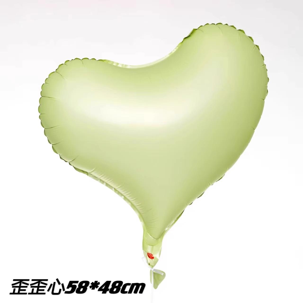 

Macaron Twisting Smiley Face Crooked Love Aluminum Film Balloon Birthday Atmosphere Decoration Photo Balloon Crooked Heart Maca Green