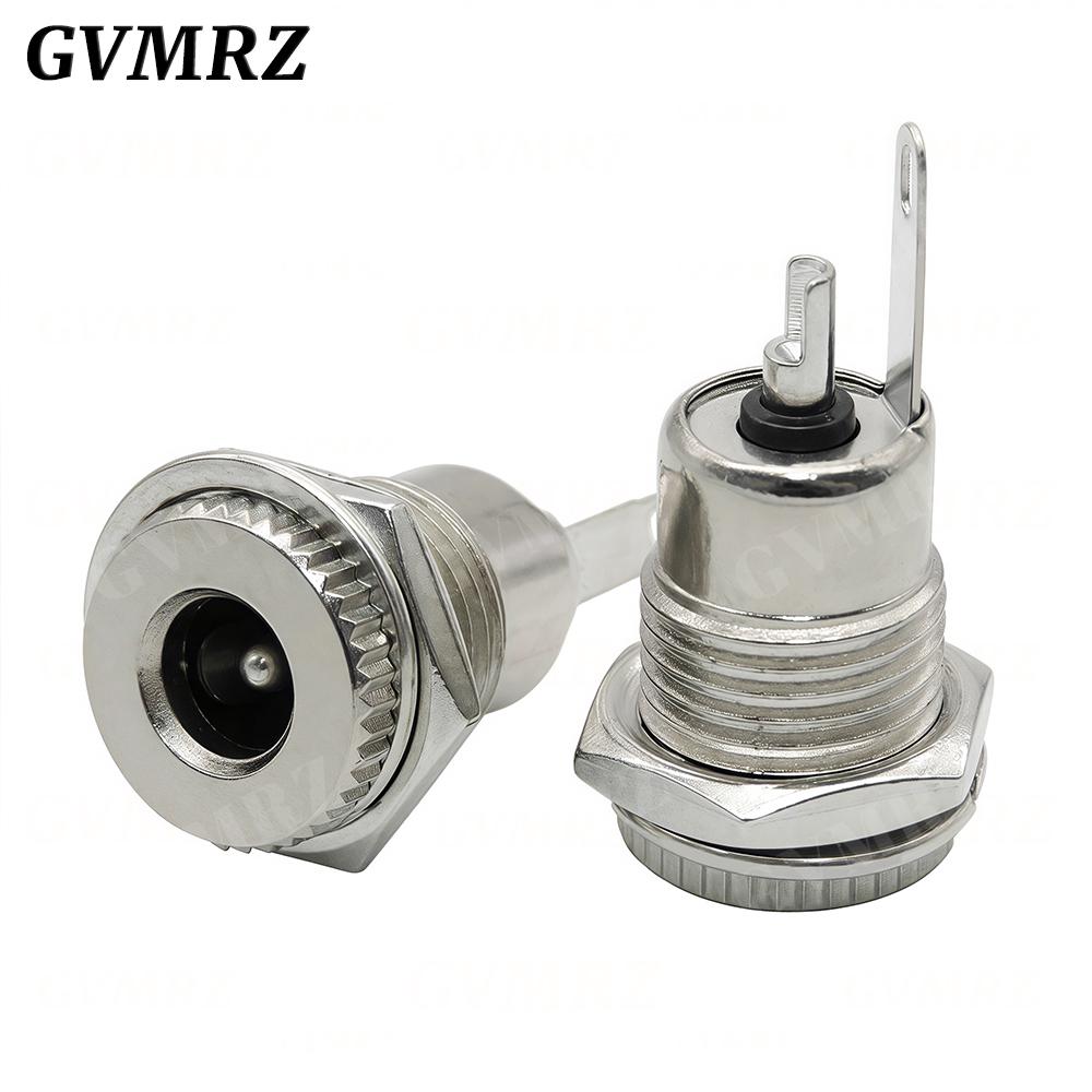 5PCS/LOT DC099 5.5 mm x 2.1mm DC Power Jack Socket Female Panel Mount Connector Metal DC-099 Open Hole 11MM 5.5*2.1 5.5*2.5