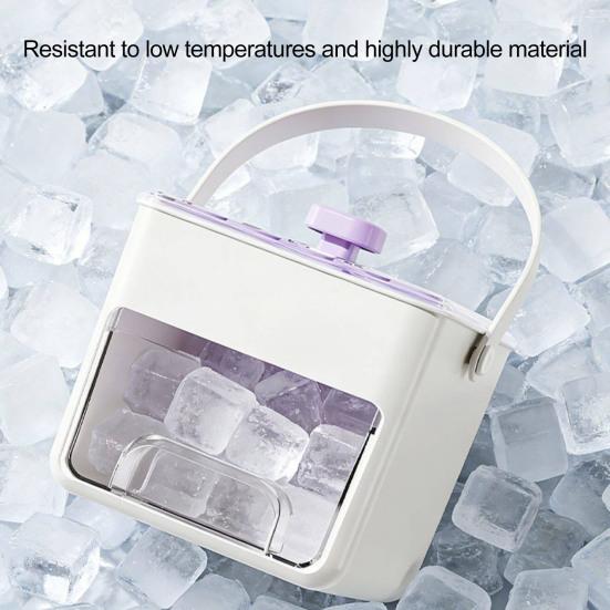Large Capacity Ice Cube Maker with Storage Bin Shovel 50 Cube Ice Container BPA-Free Easy-Press Ice Cube Tray for Home Camping Party