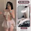 Domila Erotic Underwear Sexy Sweet Bow Dew Milk Sweet Beautiful Woman Servant Mesh Transparent Uniform Set