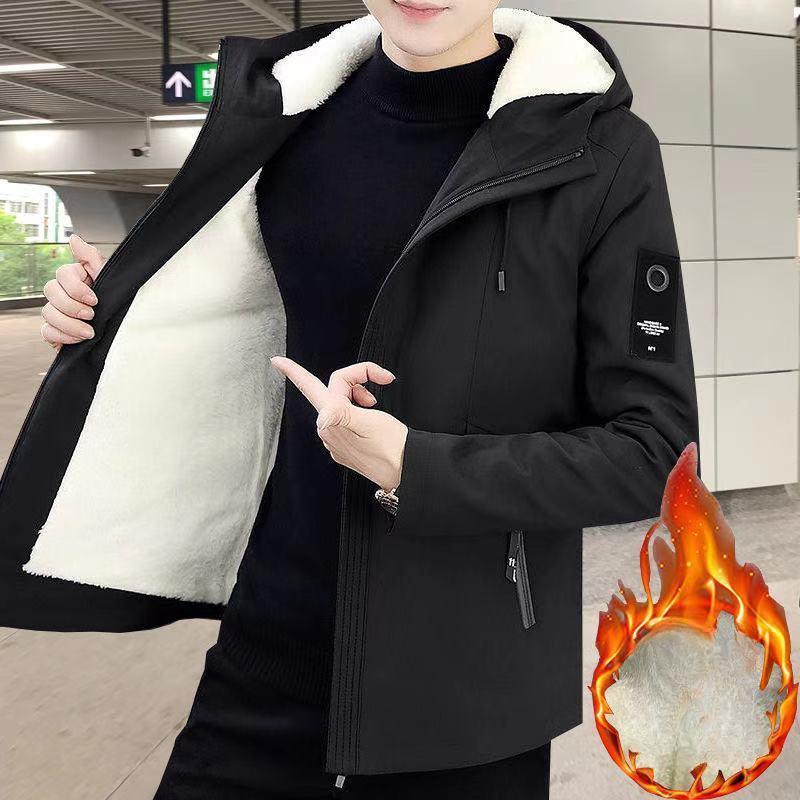 

Куртка мужская бархатная утолщенная четверть корейского стиля модная красивая свободная студенческая осенне-зимняя куртка мужская верхняя одежда с капюшоном M