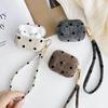 Flannel Polka Dots Earphone Case for Airpods Pro 2 (2022) & Airpods 4 3 2 1 Shockproof Protective Cover+Metal Buckle+Hand Strap