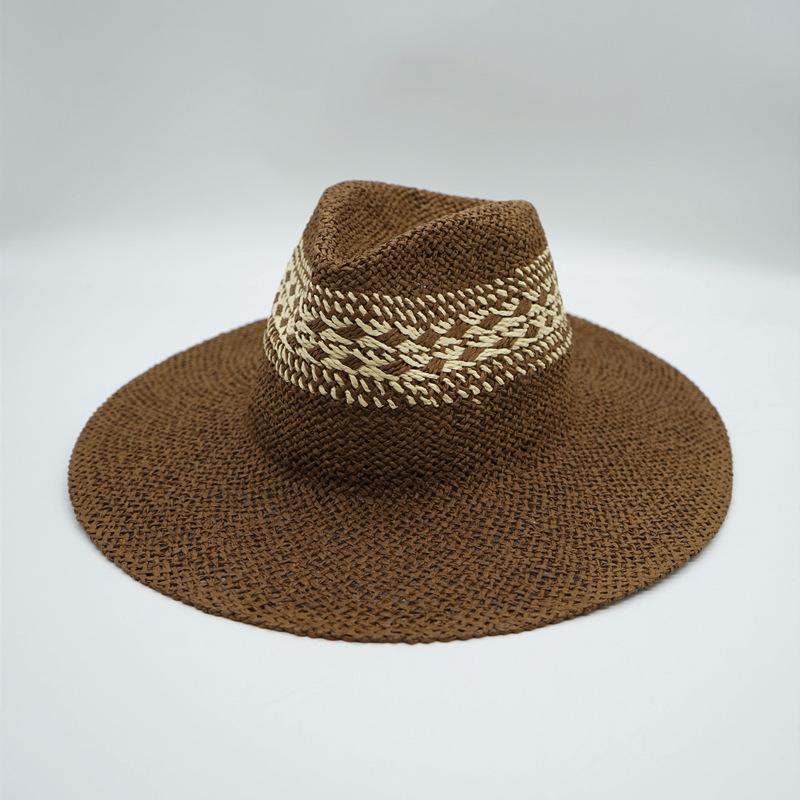 Japanese And Korean Version Of Small Fresh Hand-Woven Panama Wide-Brimmed Top Hat For Men And Women Summer Vacation Sunshade Sunscreen Straw Hat