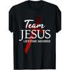 Team Jesus Lebenslanges Mitglied Grafik T-Shirt für Herren Atmungsaktives Baumwoll-Rundhals-Kurzarm-T-Shirt