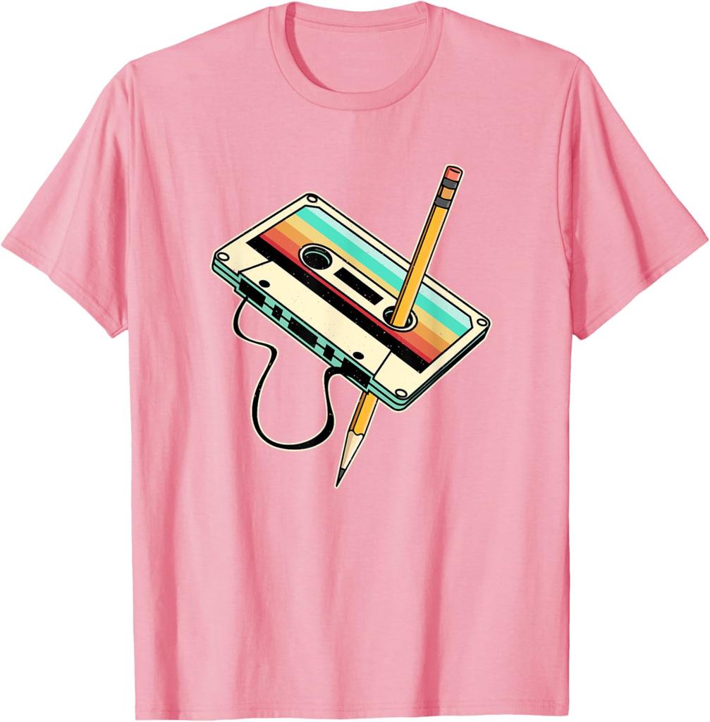 80s 90s Retro Party Costume Nostalgia Cassette TShirt Graphic Tee Unisex Casual Cotton TShirt