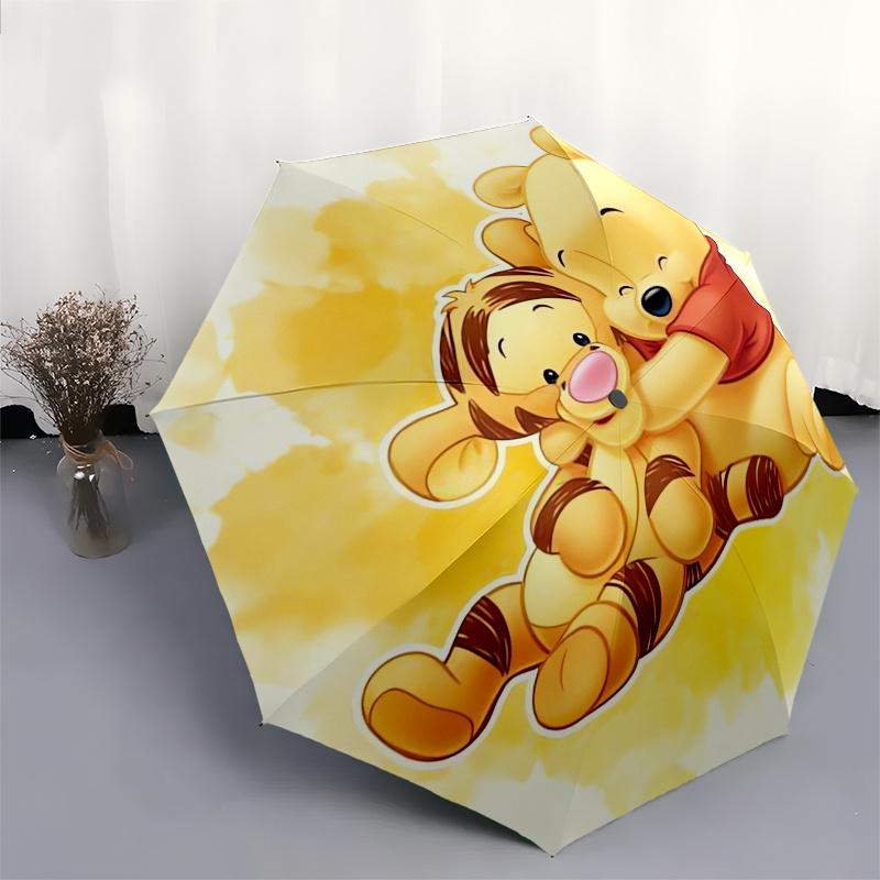 Winnie-the-Pooh,Tigger,Friendship Theme Automatic Compact Folding Cute Umbrella - Portable and Durable, 8-Bone Iron Umbrella for All Weather