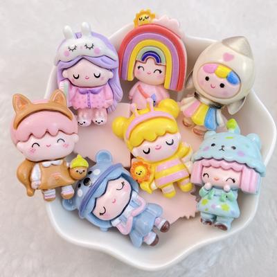 8Pcs New Cute Cartoon Animal Little Girl Series Flat Back Ornament Jewelry Bows Accessories