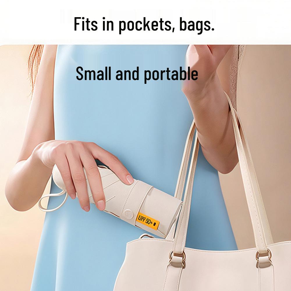 Compact Capsule Sun and Rain Umbrella: Thickened, UV-Protected, Dual-Use, Folding Black Glue Design