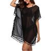 Women's Round-neck Loose Small Broom Fringed Chiffon Dress Beach Coverall Large Size Sexy in Stock