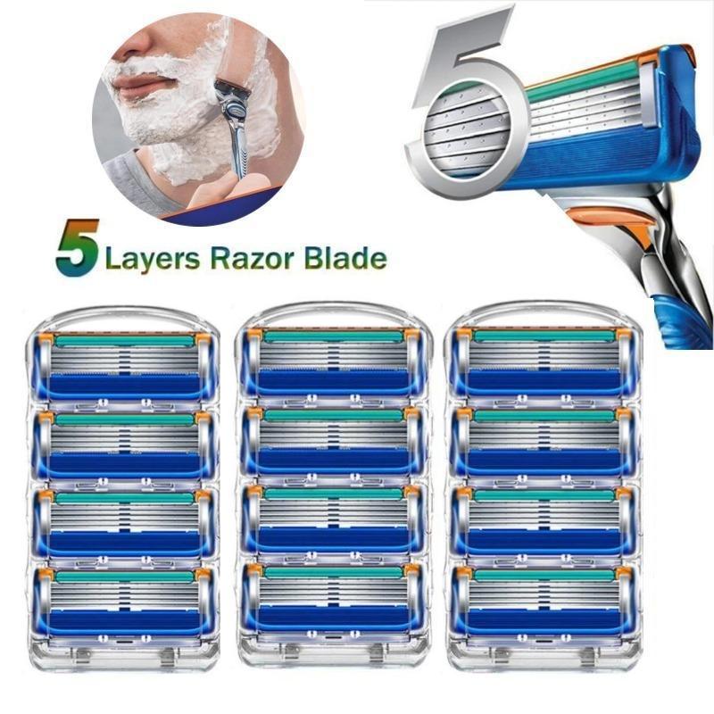 Lames de rasoir 5 couches, têtes remplaçables pour cassettes de rasage Fusione Men. Lames de rasage pour hommes.