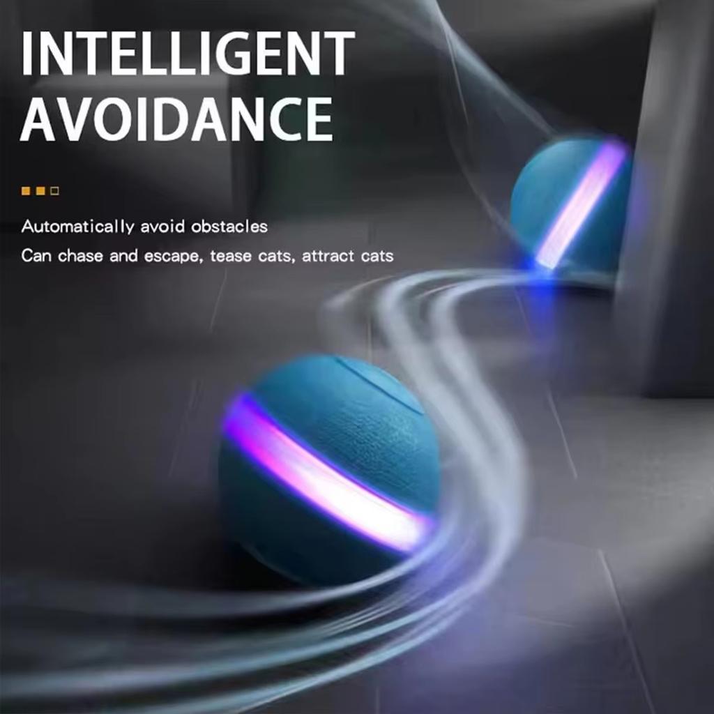 Electric Pet Interactive Ball Indoor Automatic Rolling Magic Ball with LED Light Low Noise Smart Ball Cat Toy for All Age of Cat