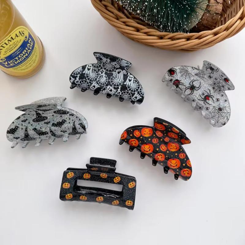 New  Halloween Pumpkin Ghost Spider Wizard Hat Hair Claw Clips for Women Girls Catch Crab Funny Holiday Hairgrip Accessories