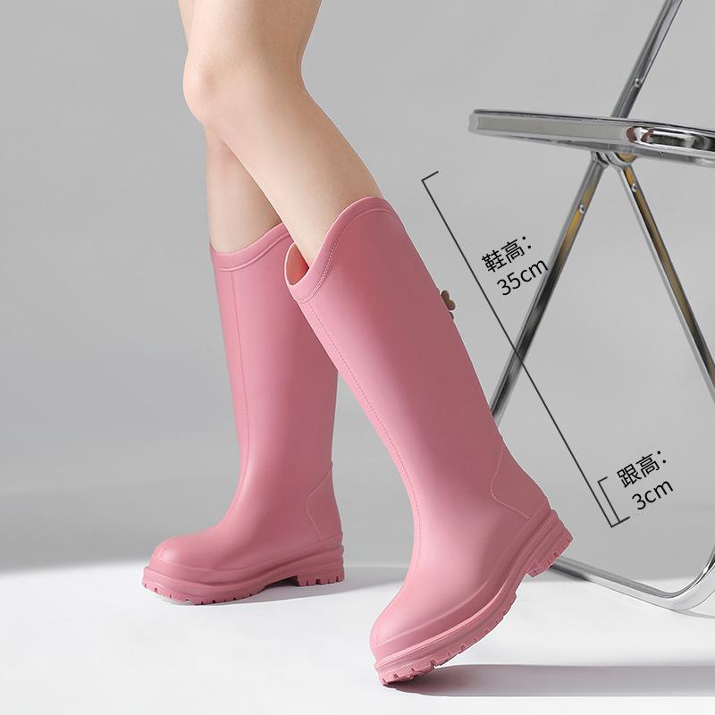 Japanese and Korean Platform Pvc Rain Shoes New Women's Outer Wear, Waterproof and Non-slip Outdoor Long Tube Fashion Rain Boots Women