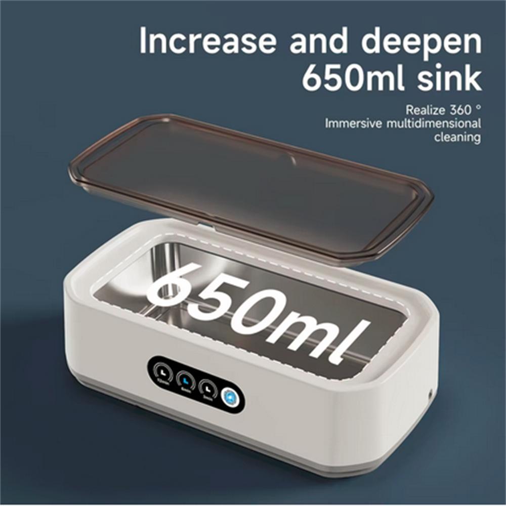 49KHZ Ultrasonic Cleaner 650ml Mini High Frequency Vibration Cleaner for Glasses, Jewelry, Dentures and Soothers
