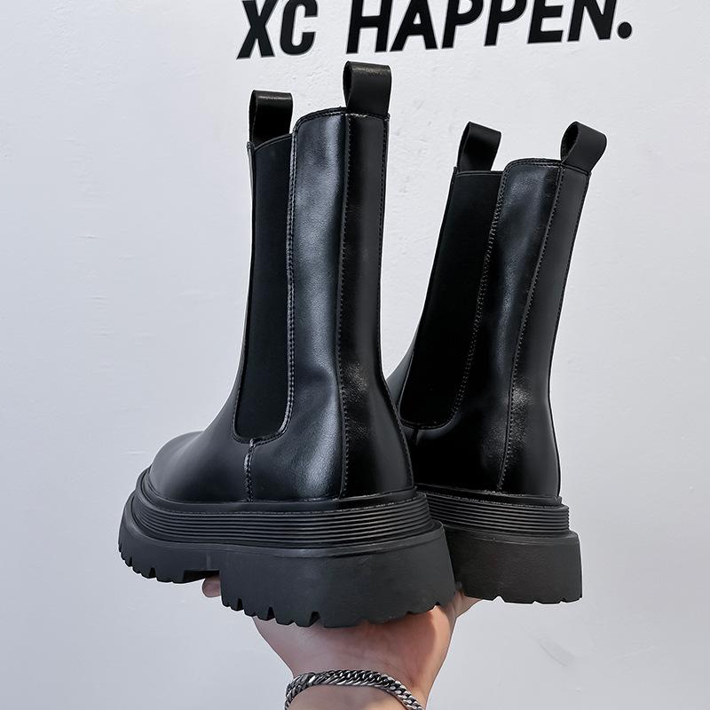 Martin boots men's British style autumn and winter medium tube high-top cigarette boots inner heightening locomotive Chelsea boots 56733-A