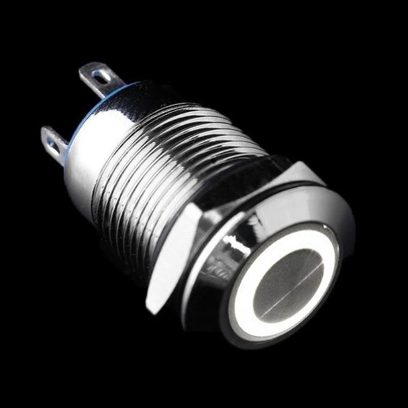 STONEGO Car Computer 12mm Momentary Angel Eye Aluminum Metal LED Power Push Button Switch Self-reset Metal Switch Normally белый
