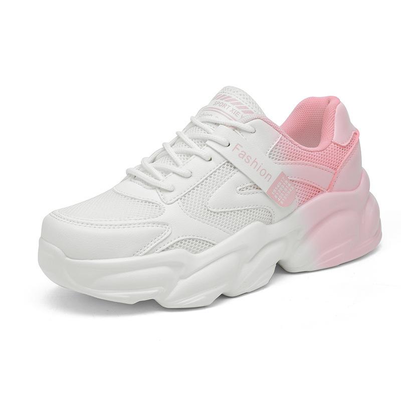 

2025 new dad shoes women s shoes hollow mesh shoes student breathable thick sole heightening casual sports shoes travel shoes tide 40 розовый