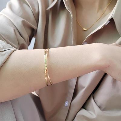 Luray X Bangle Gold Silver Minimalist Bracelet Women's Clean