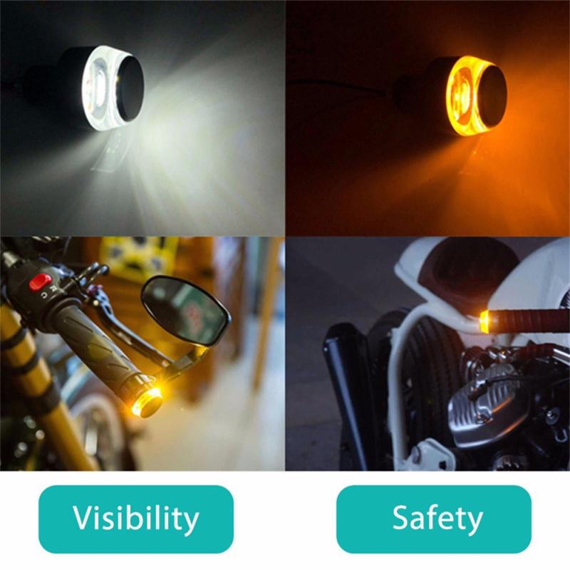 2pcs 12v Cnc Turn Signal Motorcycle Led Handle Bar End Blinker Flashing Lamp For 22mm Handlebar