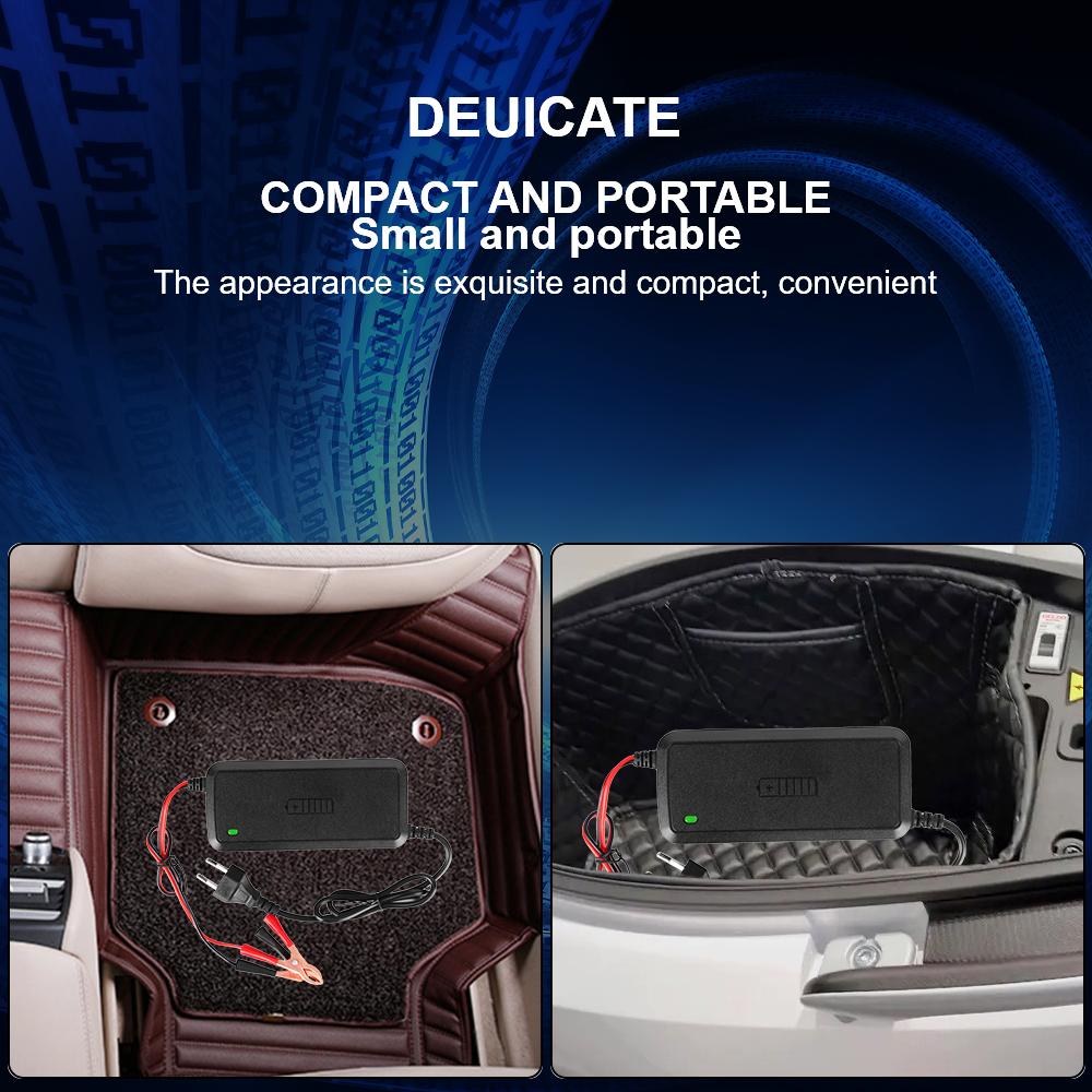 3 Stages Lead Acid AGM GEL Battery-chargers Full Automatic Car Battery Charger Smart Charger 12V 5A Intelligent Fast Power Charging