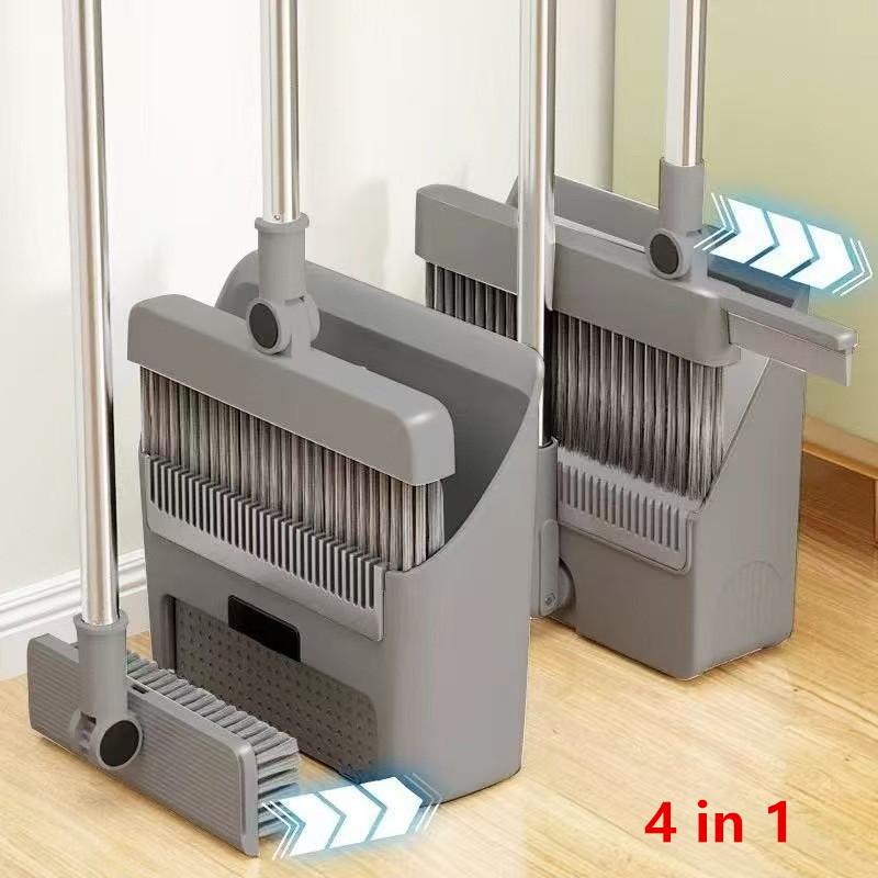 4 In 1 Broom Combo Set With Broom Dustpan Squeegee Floor Brush Multi Purpose Cleaning Tool For Home Commercial Use