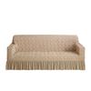 Stretchable Seersucker Sofa Cover Bubble Grid Design Washable Durable Easy Fit with Skirt Furniture Protector for Living Room