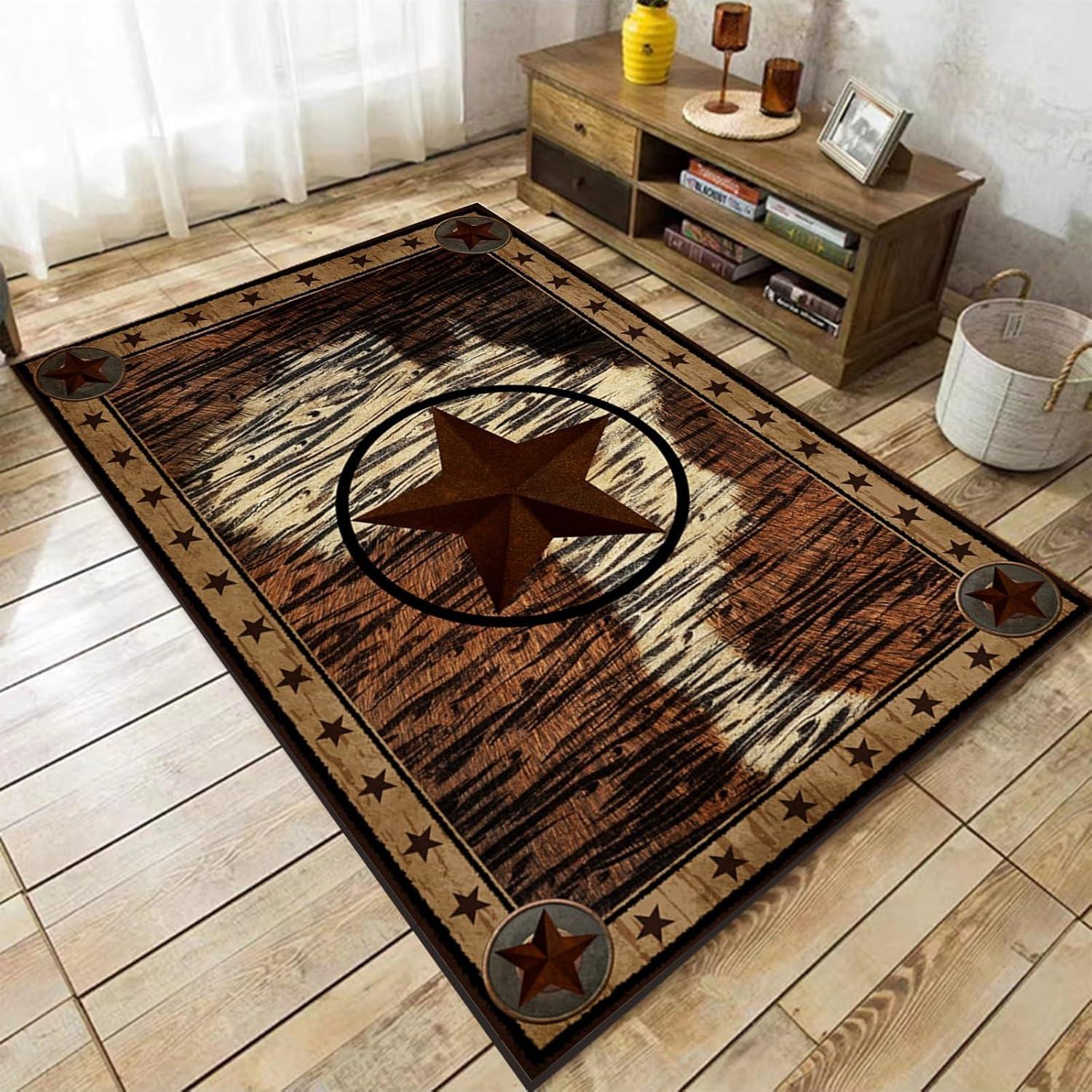 

Western Rugs for Living Room Southwestern Native American Aztec Rugs Rustic Cow Rug Boho Western Decor Carpet for Bedroom Room 40x60CM
