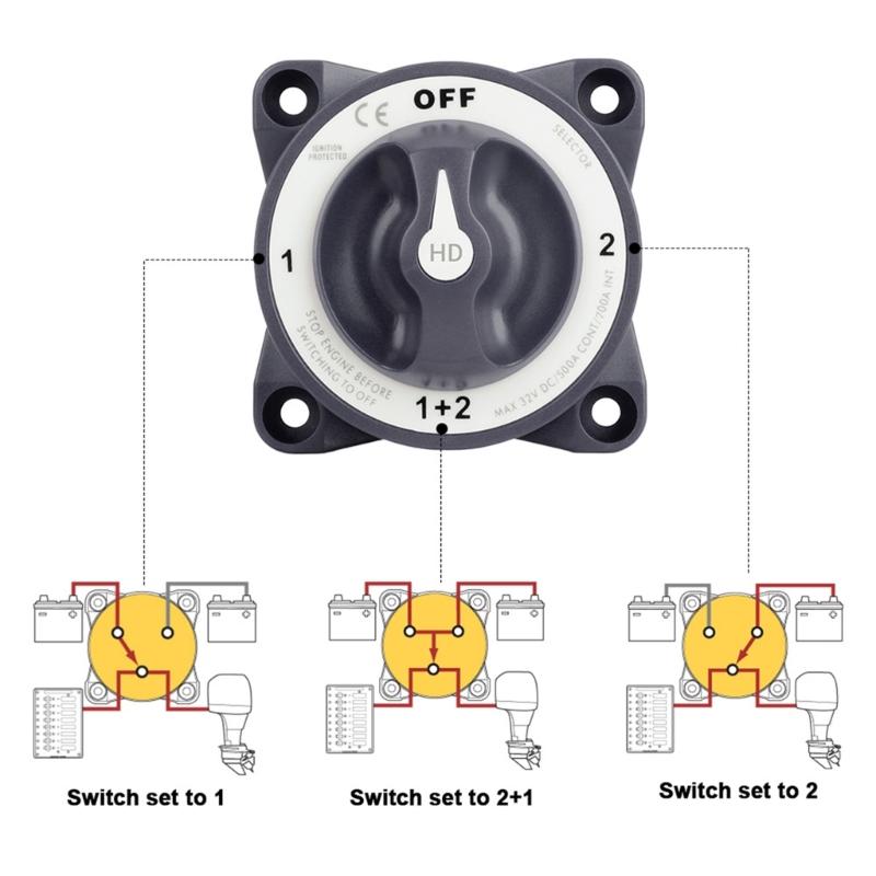 4 Position Battery Switches Marine Battery Control Solution Waterproof Battery Disconnect Switches 4 Position Control