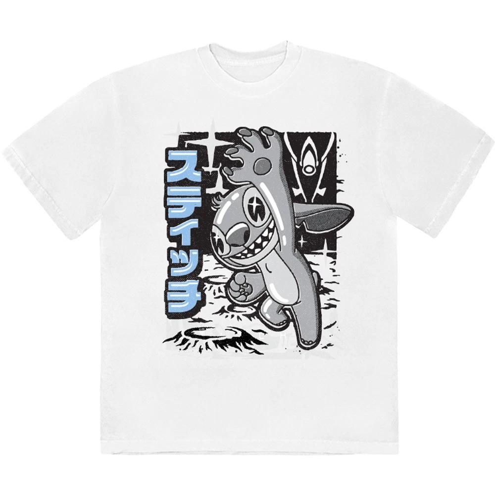 Disney Stitch Jump Black & White offiziell Herren T-Shirt Unisex S