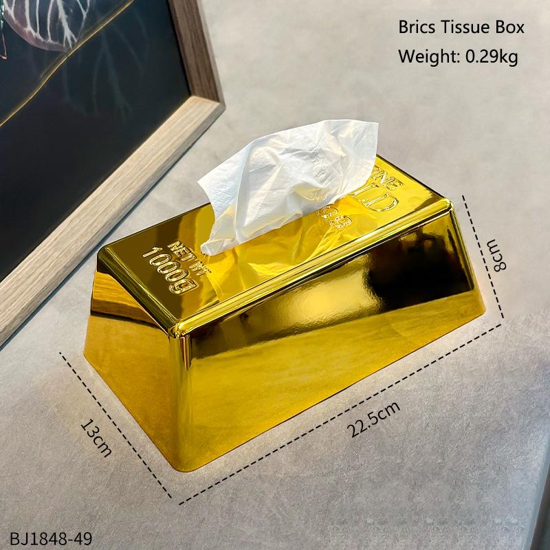 

Creative Brics Tissue Box Hotel High-End Simulation Gold Bar Paper Box High-End Napkin Paper Box Home Decoration
