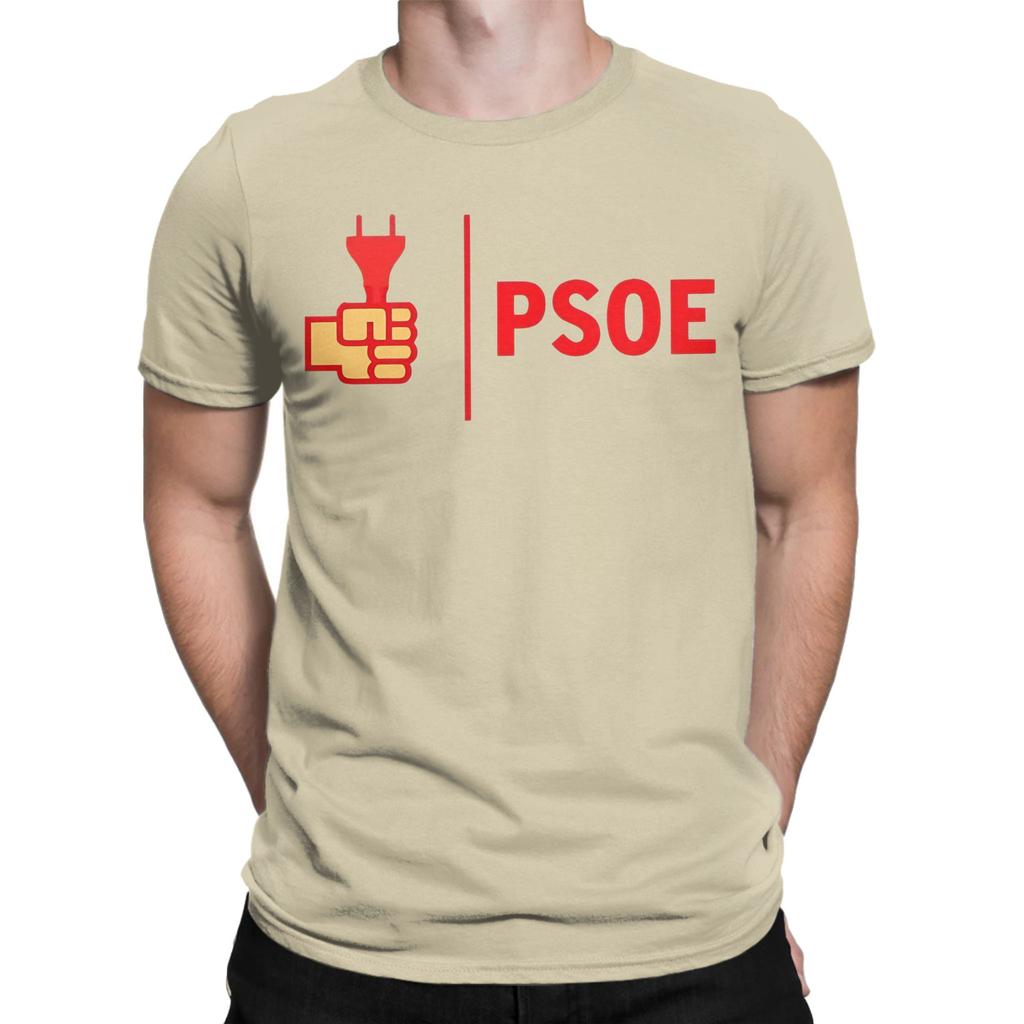 T-shirts Homme Logo Psoe Pedro Sanchez Hauts en Coton Nouveauté Manches Courtes Col Rond T-shirt Graphique Imprimé T-shirt
