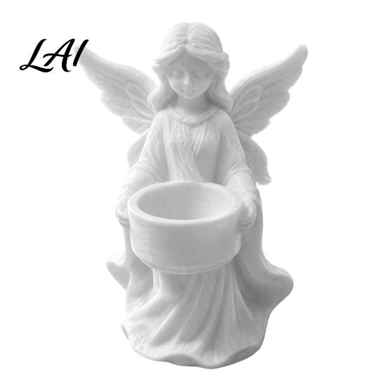 Elegant Winged Angel Ornament Figurine Candle Holder 3D Printed PETG Modern Home Aesthetic Decoration Sculptural Stable Base Decorative for Desktop