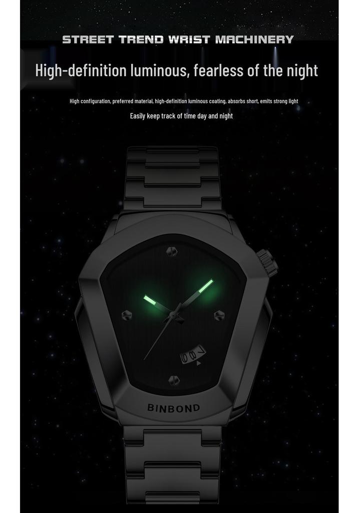 BINBOND Rhombus Alloy Men's Quartz Watch - Douyin Trendy Couples Edition