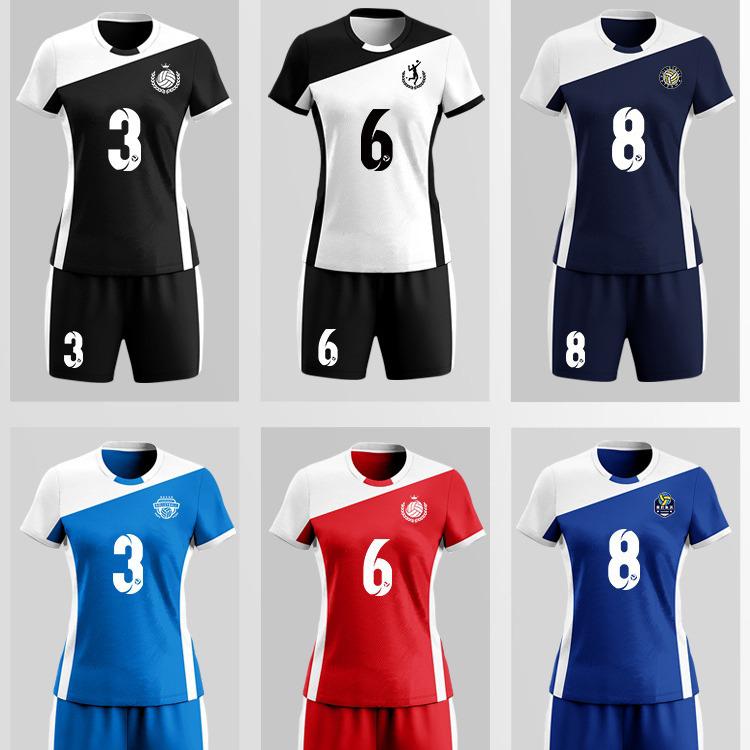 Women's & Men's Volleyball Team Uniform Set - Short-Sleeved, Professional Training Suit with Printed Numbers